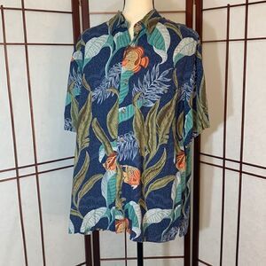 Batik Bay tropical button down shirt with fish